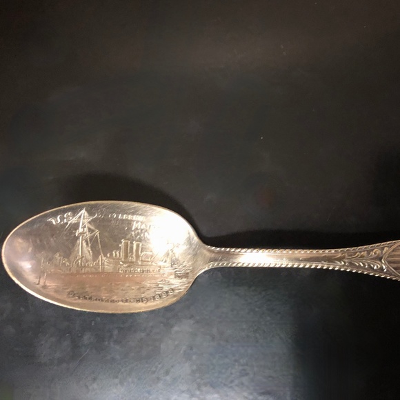 US Battleship Maine souvenir silver teaspoon commemorating Captain Sigsbee 1898 - Picture 9 of 10